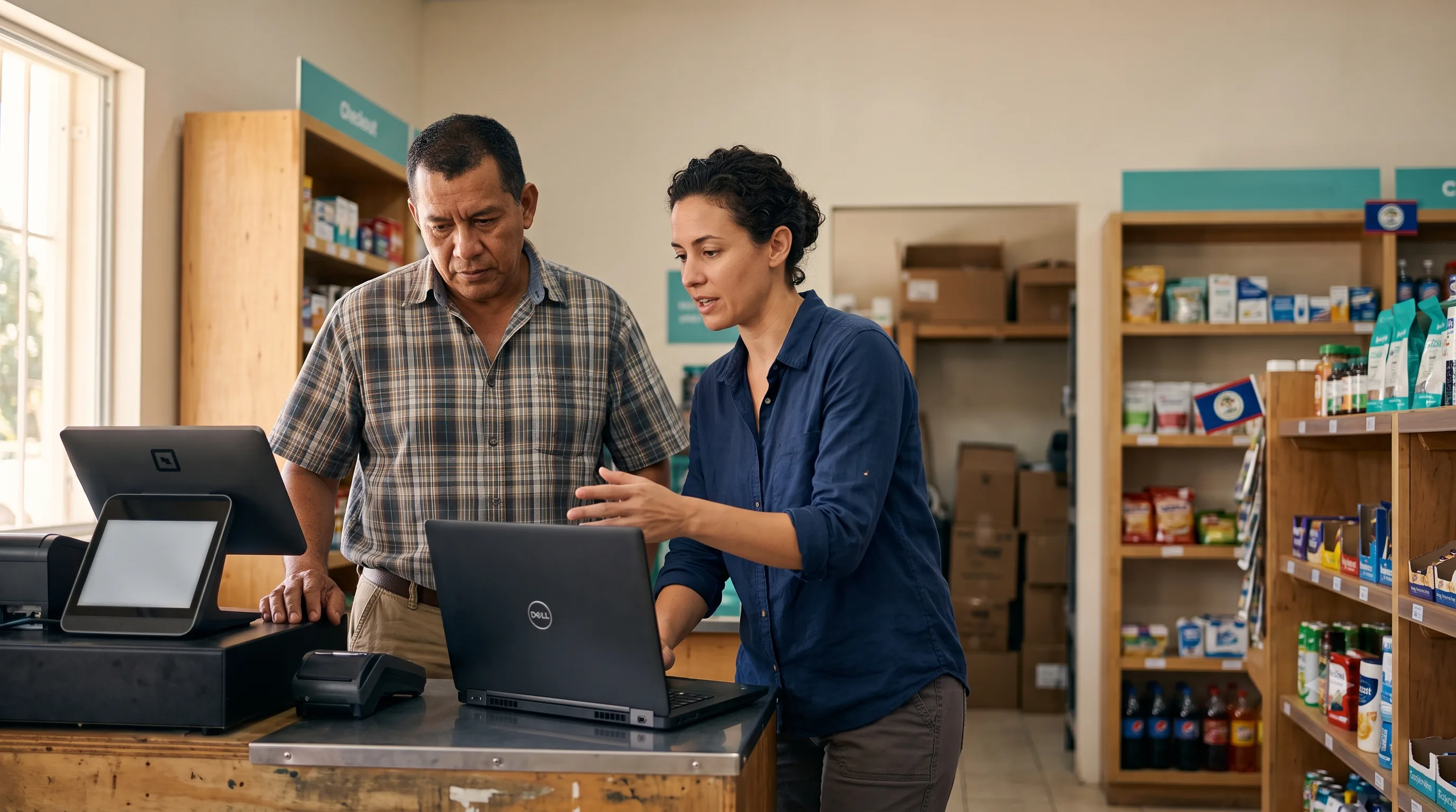 Reefway specialist working with a Belizean business owner