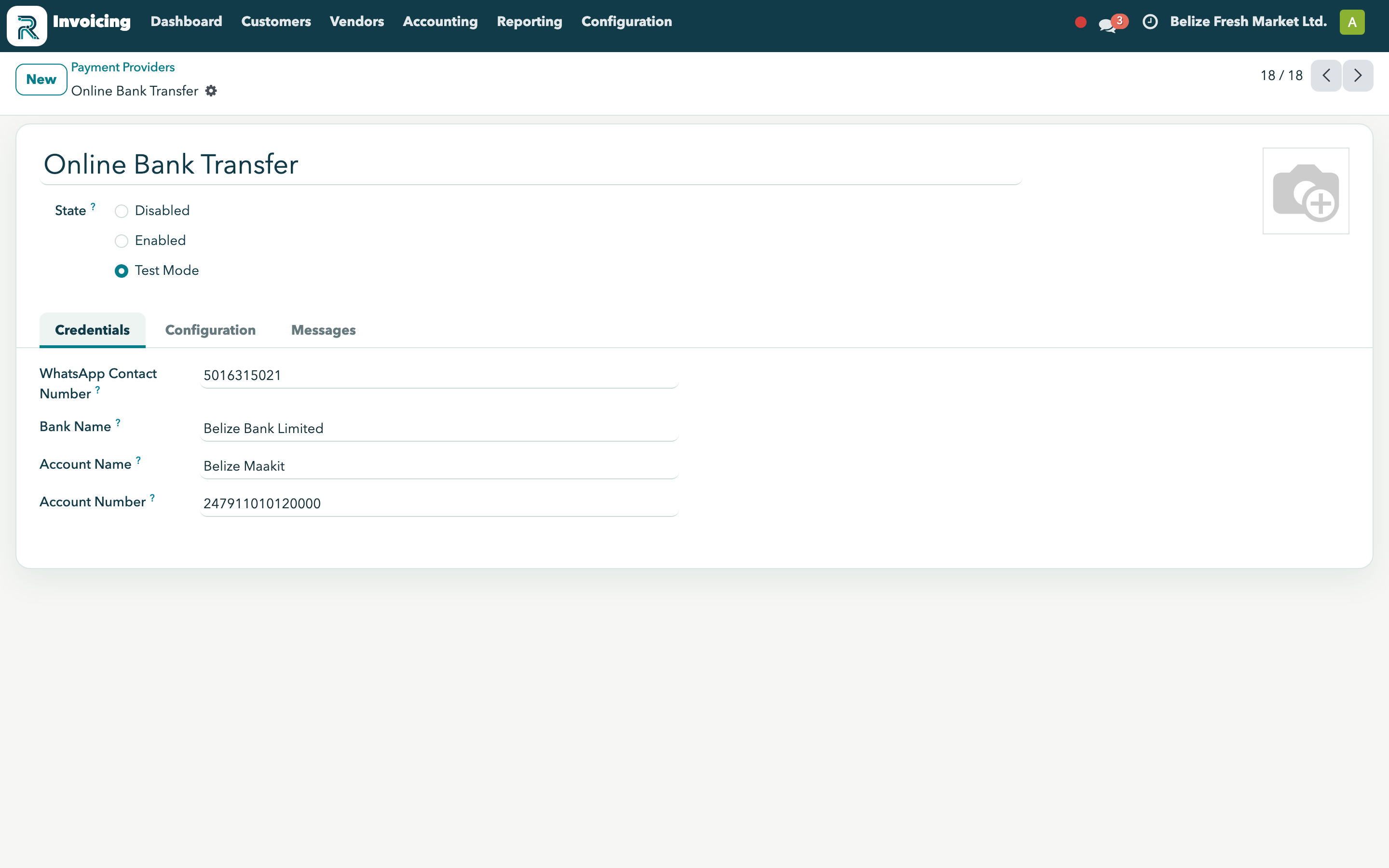 Reefway online bank transfer payment provider configuration